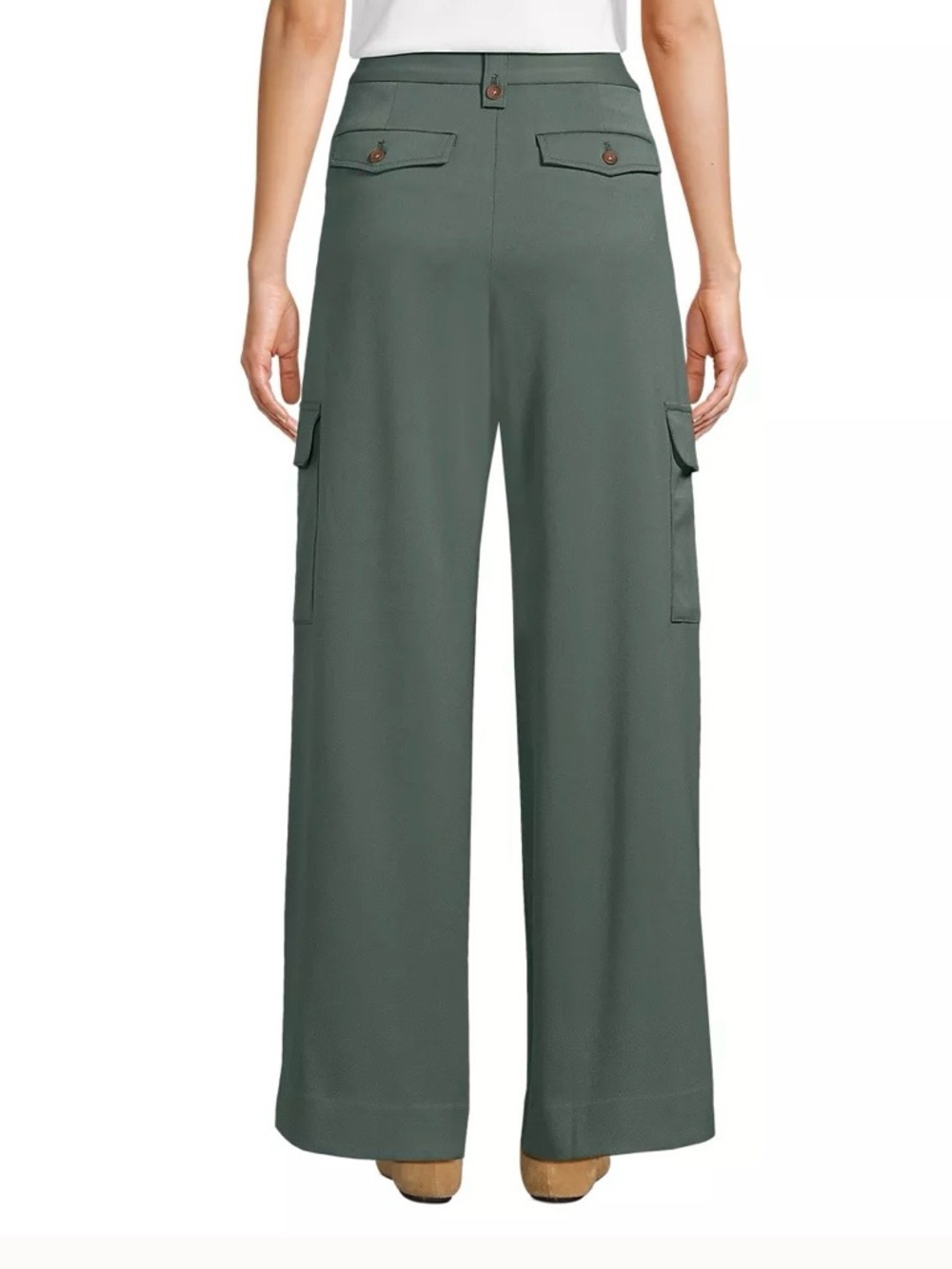 Lands End Wide Leg Cargo Pants in Green - Picture 3 of 3